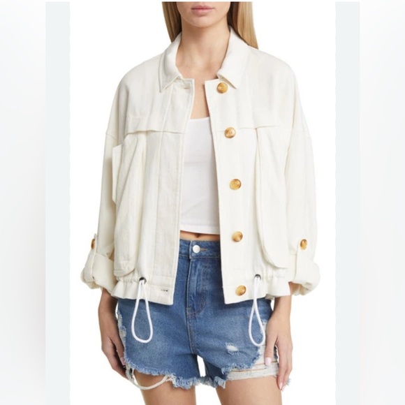 Blank NYC Jackets & Blazers - BlankNYC White Cotton & Linen Utility Jacket